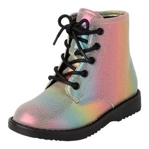 Toddler girls rainbow lace up boots